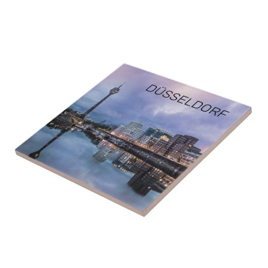 Dusseldorf Skyline Germany Holiday Sunset Souvenir Tegeltje (Zijkant)