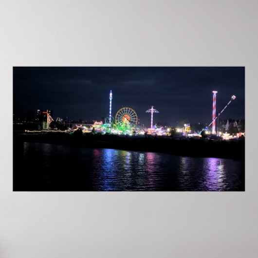 Düsseldorfer Rheinkirmes bij nacht Poster (Voorkant)