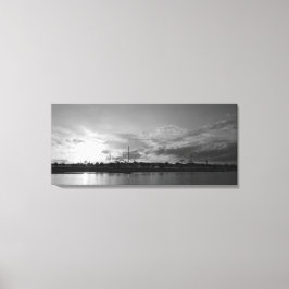 Düsseldorfer Rheinkirmes im Sonnenuntergan Canvas Afdruk