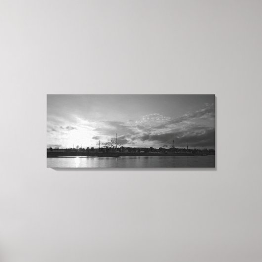 Düsseldorfer Rheinkirmes im Sonnenuntergan Canvas Afdruk (Voorkant)