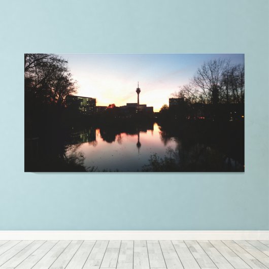 Düsseldorfer Sonnenaufgang Canvas Afdruk (Insitu (Houten vloer))