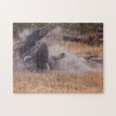 Dust Bathing American Bison Bull Wildlife Puzzle Legpuzzel (Horizontaal)