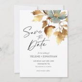 Dust Blue Boho Wedding Save the Date Invitation Kaart (Voorkant)