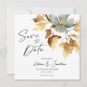 Dust Blue Boho Wedding Save the Date Invitation Kaart (Voorkant)