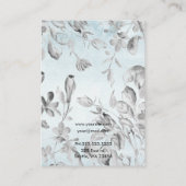 Dust Blue Floral Kalligrafie Oorbel Display Kaart Visitekaartje (Achterkant)