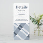 Dust Blue Navy Pset Modern Wedding Details Kaart (Staand voorkant)