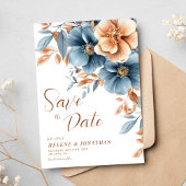Dust Blue Terracotta Garden Elegante bruiloft Save The Date