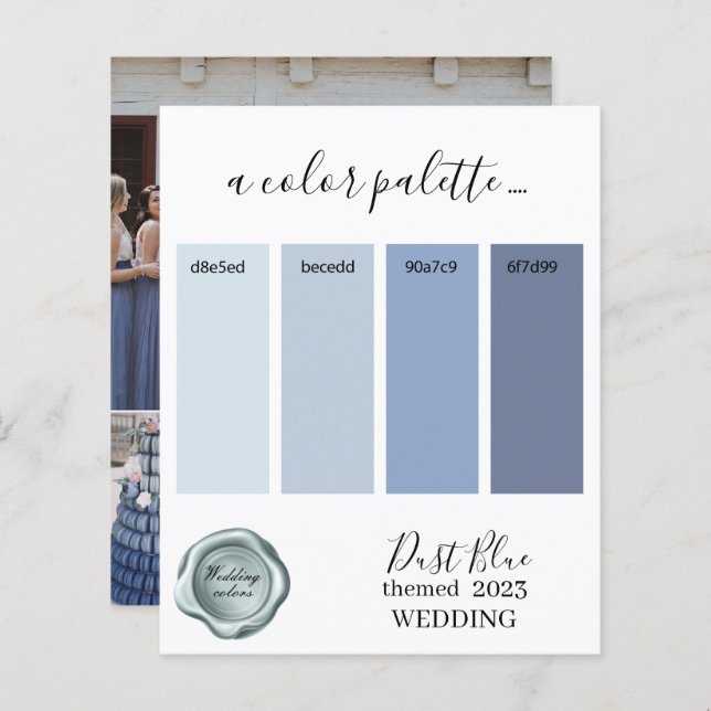 Dust Blue Wedding Color Palette Card 2023 (Voorkant / Achterkant)