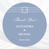 Dust Blue White Modern Wedding Dank u Ronde Sticker