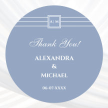 Dust Blue White Modern Wedding Dank u