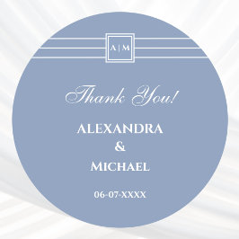 Dust Blue White Modern Wedding Dank u Ronde Sticker