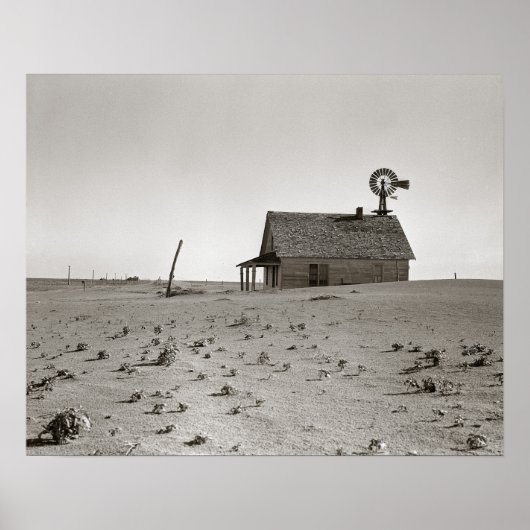 Dust Bowl-boerderij, 1938. Oude foto Poster (Voorkant)