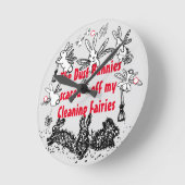 Dust Bunny Cleaning Fairy Rabbit Humoureuze Funny Ronde Klok (Hoek)