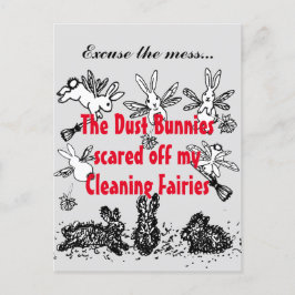 Dust Bunny Cleaning Fairy Rabbit Pardon Mess Funny Briefkaart
