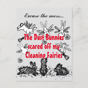 Dust Bunny Cleaning Fairy Rabbit Pardon Mess Funny Briefkaart