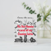 Dust Bunny Cleaning Fairy Rabbit Pardon Mess Funny Briefkaart (Staand voorkant)