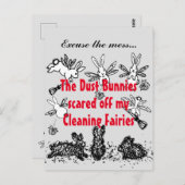Dust Bunny Cleaning Fairy Rabbit Pardon Mess Funny Briefkaart (Voorkant / Achterkant)