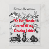 Dust Bunny Cleaning Fairy Rabbit Pardon Mess Funny Briefkaart (Voorkant)