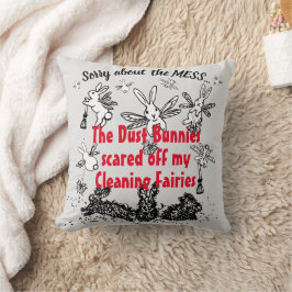 Dust Bunny Cleaning Fairy Rabbit Pardon Mess Funny Kussen