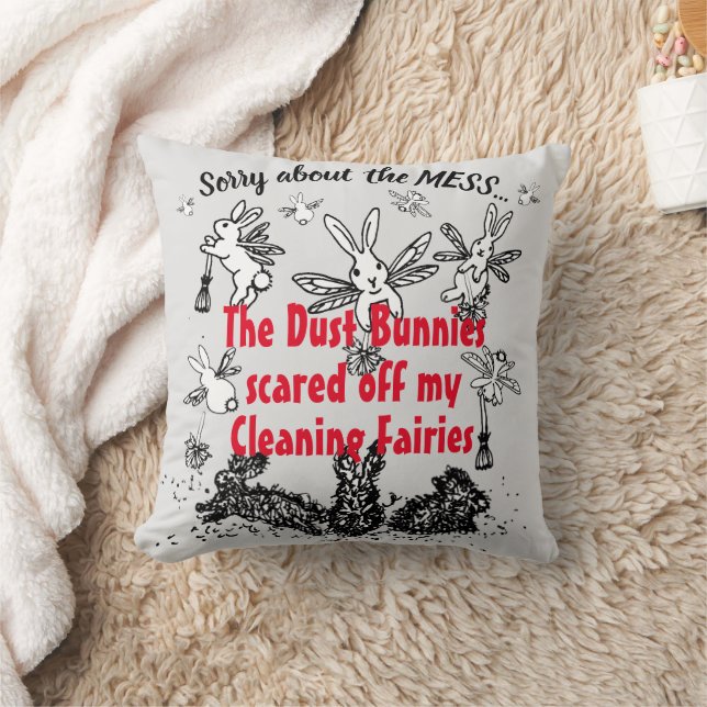 Dust Bunny Cleaning Fairy Rabbit Pardon Mess Funny Kussen (Deken)
