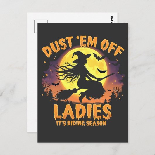 Dust Em Off Dames Het is Rijseizoen Halloween Briefkaart (Voorkant / Achterkant)