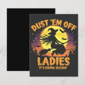 Dust Em Off Dames Het is Rijseizoen Halloween Kaart (Voorkant / Achterkant)