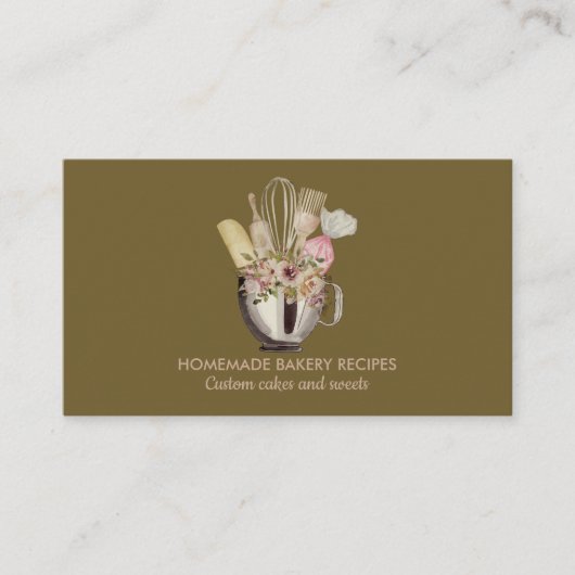 Dust Green Sage Bakkerij Cakemaker Cupcake Winkel Visitekaartje (Voorkant)