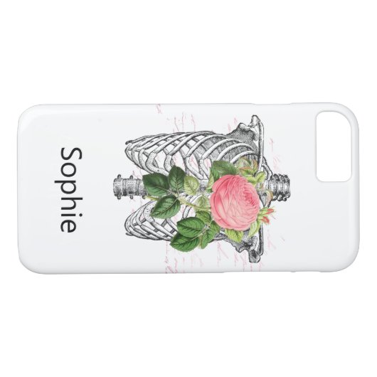Dust Pink Rose Skeleton Heart Case-Mate iPhone Case (Achterkant (Horizontaal))