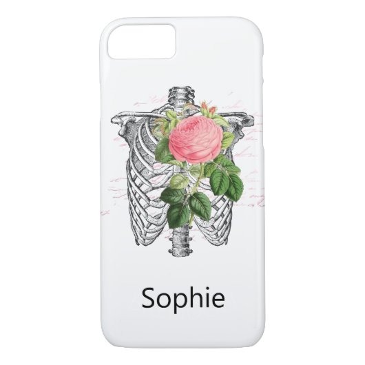 Dust Pink Rose Skeleton Heart Case-Mate iPhone Case (Achterkant)