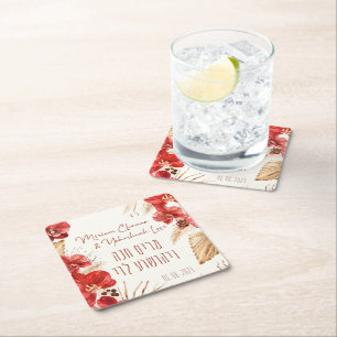 Dust & Red Terracotta Boho Jewish Chuppah Kartonnen Onderzetters