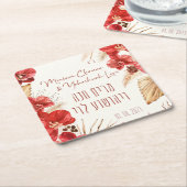 Dust & Red Terracotta Boho Jewish Chuppah Kartonnen Onderzetters (Schuin)