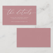 Dust Roos en Gold Minimalist Wedding Enclosure Ca Informatiekaartje (Voorkant / Achterkant)