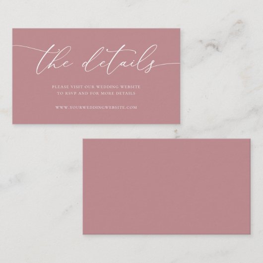 Dust Roos en Gold Minimalist Wedding Enclosure Ca Informatiekaartje (Voorkant / Achterkant)