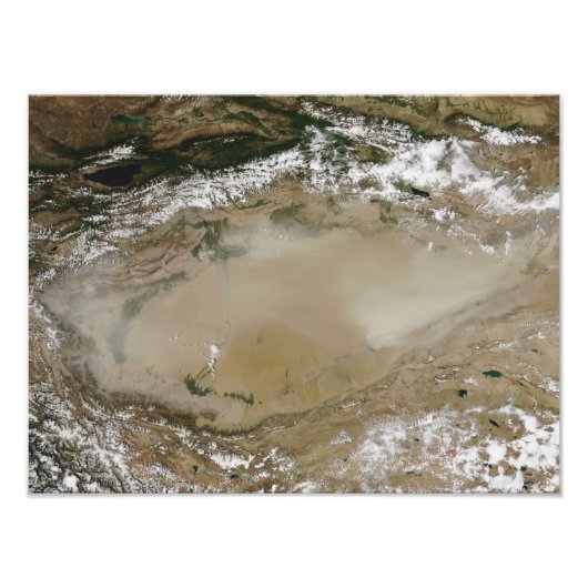 Dust storm in de Taklimakwoestijn, Western China Foto Afdruk (Voorkant)