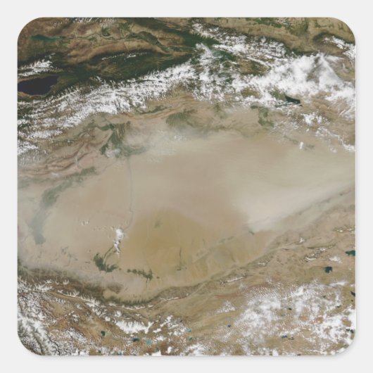 Dust storm in de Taklimakwoestijn, Western China Vierkante Sticker (Voorkant)