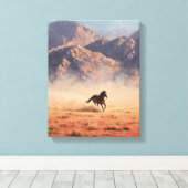 Dust Storm Mustang Mountain Painting Canvas Afdruk (Insitu (Houten vloer))
