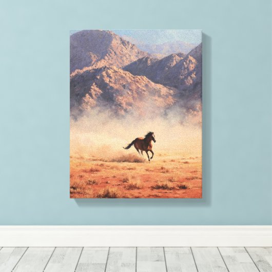 Dust Storm Mustang Mountain Painting Canvas Afdruk (Insitu (Houten vloer))