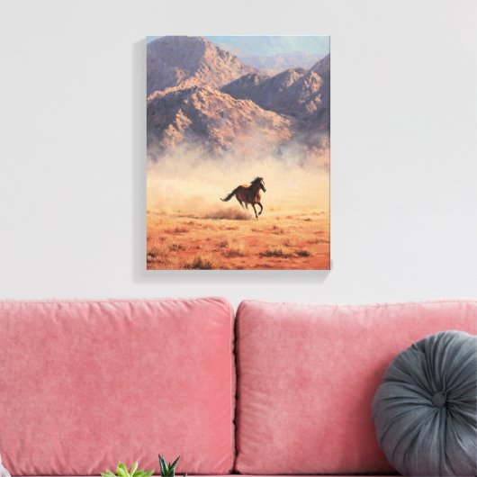 Dust Storm Mustang Mountain Painting Canvas Afdruk (Insitu (Woonkamer))