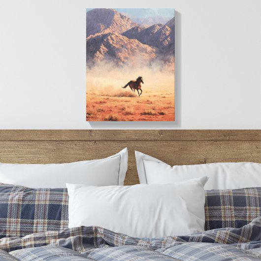 Dust Storm Mustang Mountain Painting Canvas Afdruk (Insitu (Slaapkamer))