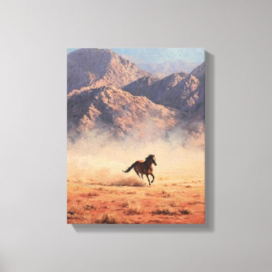 Dust Storm Mustang Mountain Schilderij Canvas Afdruk (Voorkant)