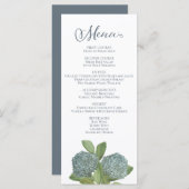Dusta Blue Floral Elegant Botanical Dinner Menu (Voorkant / Achterkant)
