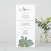 Dusta Blue Floral Elegant Botanical Dinner Menu (Staand voorkant)