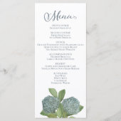 Dusta Blue Floral Elegant Botanical Dinner Menu (Voorkant)