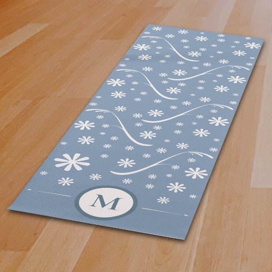 Dusta Blue Flower Power Monogram Yoga Mat