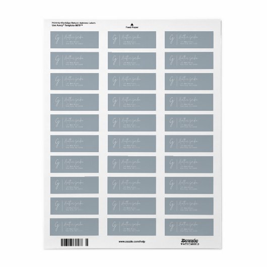 Dusta Blue Simple Monogram Return Label (Full Sheet)