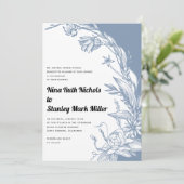 Dustblauw bloemen, bloemen, bloembruiloft kaart (Staand voorkant)