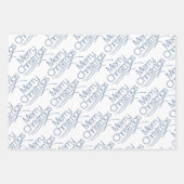 Dustblauw kersttypografie en stippen vakantie inpakpapier vel (Voorkant 3)