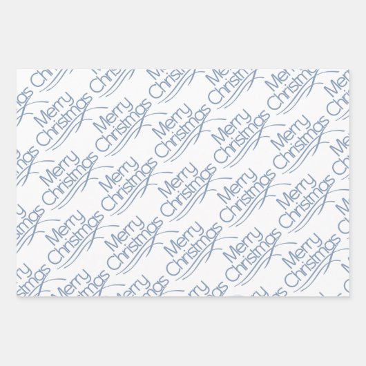 Dustblauw kersttypografie en stippen vakantie inpakpapier vel (Voorkant 3)