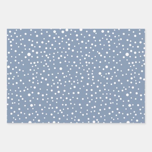 Dustblauw kersttypografie en stippen vakantie inpakpapier vel (Voorkant 2)