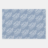 Dustblauw kersttypografie en stippen vakantie inpakpapier vel (Voorkant)